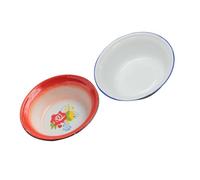 IDEANATEGRATE Bol à Soupe Plusieurs styles 2 Pièces en Émail Vintage Rouge Bassine à Soupe Épaissie Multifonction, Facile à Nettoyer, pour Salade et Conservation des Fruits Plusieurs styles
