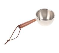 IDEANATEGRATE Casserole Inox 200ml avec Poignée en Bois, Bec Verseur des Deux Côtés et Échelle Intérieure, Compatible Cuisinière Induction et Gaz pour Cuisson Précise