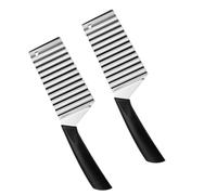 IDEANATEGRATE Couteau Manche Antidérapant Coupe-pommes de Terre Ondulé en Acier Inoxydable 2 Pièces Lame de Vague et Léger pour Légumes et Fruits