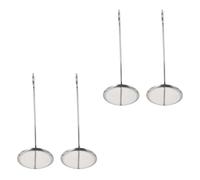 IDEANATEGRATE Cuillères Plates Manche Long Argenté Set de 4 en Acier Inoxydable Résistantes Lave-vaisselle, pour Friture Cuisine Maison