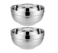 IDEANATEGRATE Ensemble de 2 Bols à Nouilles en Acier Inoxydable 201, Double Paroi Anti-brûlure, Capacité 700ml, Design Élégant pour Maison et Restaurants
