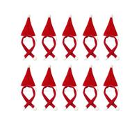 IDEANATEGRATE Lot de 20 Set de Set de Pièces Mini Bonnet de Noël Rouge en Tissu Peluche Écharpe pour Bouteille de Vin, Décoration Festive Facile à Transporter pour Repas de Fête