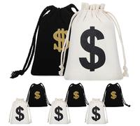 IDEANATEGRATE Lot de 8 Paquet en Coton à Cordon pour Fête Fermeture Sécurisée, Pochette en Toile Unique pour Rangement et Accessoires Party