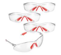 IDEANATEGRATE Lunettes de Sécurité Renforcées Anti-rayures Protection Anti-poussière et Anti-éclaboussures en Silicone Transparentes Lot de 4 Nez Souple pour Travaux de Construction et Usage