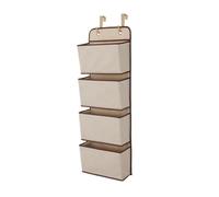 IDEANATEGRATE Organisateur de Rangement à Suspendre la Porte en Tissu Non Tissé Beige 4 Couches, Grosse Capacité pour Cabinet et Maison, Facile à Suspendre et Organiser Petits Objets