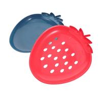 IDEANATEGRATE Panier Rouge Bleu et Passoire Couche de Intégrée Design Double Lavage en Plastique Facile Nettoyer de Fruits Légumes à pour Table à Manger à Domicile Réutilisable