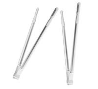IDEANATEGRATE Pinces Cuisine Longues en Acier Inoxydable Argentées 2pcs, Faciles à Nettoyer, Cuisson, le Service de Salade Préparation des Aliments