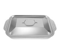 IDEANATEGRATE Plat à Rôtir en Acier Inoxydable Rectangulaire Épais avec Poignées, Résistant la Rouille Répartition Homogène Chaleur, pour Barbecue Cuisine Maison