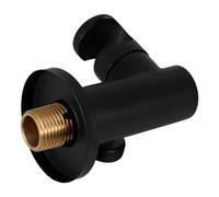 IDEANATEGRATE Support de Douchette Mural en Laiton Noir Mat, Forme en L Ronde, Résistant la Corrosion avec Raccord G1/2 Mâle, Design Moderne pour Salle de Bain D'hôtel
