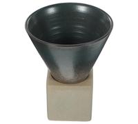 IDEANATEGRATE Tasse à Café avec Base Plate, Design Simple et Élégant en Céramique Noire de Style Japonerie Facile à Entretenir pour Maison et Bar à Livres