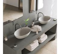 Ideavit Solidthin vasque à poser 50x33x14.5cm ovale 0 trou(s) de robinet 1 cuve Solid surface blanc 290248