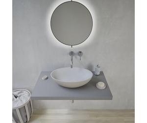 Ideavit Solidthin vasque à poser - 50x33x14.5cm - Solid surface - Ovale - Gris mat 290248 PE-WH