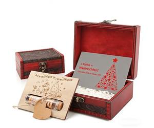 Idée Cadeau AUEJACKY Coffre Au Trésor Vintage En Bois Enfant, Cadeaux Amusants Pour Tous Ceux Qui Ne Veulent Rien, Pour Homme Et Femme-Naissance (Père Noël)
