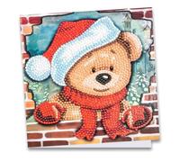 Ideen mit Herz - Carte de vœux - 16 x 16 cm - 370 g/m² - Idéale pour la peinture diamant Avec enveloppe et accessoire - Motif peluche de Noël