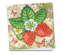 Ideen mit Herz - Carte de vœux - 16 x 16 cm - 370 g/m² - Idéale pour la peinture diamant Avec enveloppe et accessoire - Motif fraise