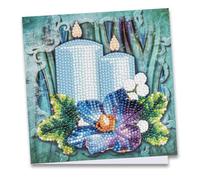 Ideen mit Herz - Carte de vœux - 16 x 16 cm - 370 g/m² - Idéale pour la peinture diamant Avec enveloppe et accessoire - Motif bougie avec rose de Noël
