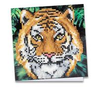 Ideen mit Herz Carte de vœux à peinture diamant | 16 x 16 cm | 370 g/m² | Enveloppe et outils inclus (tigre)