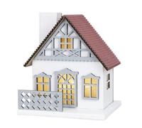 Ideen mit Herz Maison LED avec film à effet lumineux | Maisonnette miniature | Lumière d'ambiance | Fonctionne avec piles | 9,5 cm x 8,2 cm x 11 cm