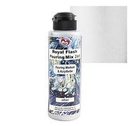 ideen mit herz Royal Flash Pouring Mix 2en1 | Medium de lissage et Peinture Acrylique métallique avec Effet Paillettes | 180 ml | Pas besoin de mélanger avec Fluide ou Huile de Silicone (argent)