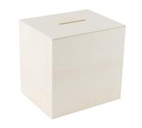 Ideen mit Herz Tirelire en bois avec bouchon en plastique sur la face inférieure Boîte en bois à peindre et à bricoler 10,2 x 9,8 x 8,2 cm