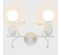 iDEGU 2 Lampes Applique Murale Interieur Lampe Murale Moderne Design Créative Bascule Humanoïde Lampe de Mur Art Déco Éclairage E27 pour Chambre D'enfants, Couloir, Escalier (Blanc)