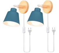 iDEGU 2pcs Rétro Lampe Murale Intérieur,E27 Moderne Applique Murale Industriel avec Prise et Interrupteur Réglable Luminaire