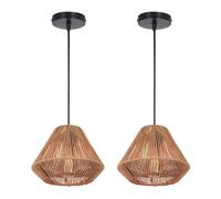 IDEGU 2pcs Retro Suspension Luminaire Industriel en Cage,Lustre Plafonnier en Corde de papier Vintage Ajustable pour Salon Chambre