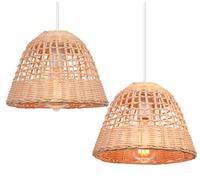 iDEGU 2pcs Suspension Luminaire Vintage Lampe de Plafond Abat-jour en Bambou Design Cage Lustre Industriel pour Salon Chambre
