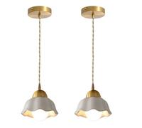 iDEGU 2x Suspension en Céramique Vintage,Lustre Industriel Abat-jour Design Fleur E27 Luminaire Plafonnier Style Nordique pour