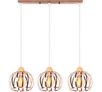 iDEGU 3 Lampes Suspension Vintage Lustre Plafonnier Industriel en Bois Métal Luminaire Design Cage Rétro Décoration d'éclairage,Noir