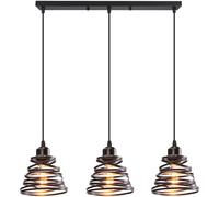 iDEGU 3 Lumières Suspension Luminaire Rétro Créatif Lustre Plafonnier de Design à Spirale en Cascade Vintage Métal E27 Lampe Suspension Industrielle pour Salon Salle à Manger, 15cm (3 Lampes Noir B)