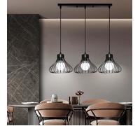 IDEGU 3 Lustres Suspension en Cage Métal Plafonnier Luminaire Rétro pour Salon Chambre
