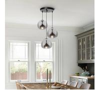 iDEGU 3 Lustres Suspensions Moderne en Verre 25cm,Lampe de Plafond Industriel Retro Design Base Concave E27 Luminaire Style Nordique