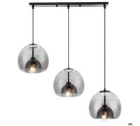 iDEGU 3lampes Moderne Lustres Suspensions en Verre Gris Fumé,E27 Lampe de Plafond Vintage Ajustable Style Nordique pour Cuisine