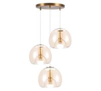 iDEGU 3lampes Suspension Luminaire Moderne,25cm Lustre Industriel Vintage Abat-jour en Verre E27 Lampe de Plafond Ajustable Retro