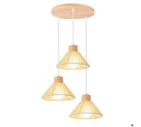 iDEGU 3lampes Suspensions Luminaires Industriel,22cm Lustre Vintage Abat-jour en Rotin Metal E27 Lumianire Plafonnier Retro,Blanc