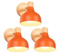 iDEGU 3pcs Rétro Applique Murale Orange 15cm,Lampe Murale Moderne Réglable en Bois Métal E27 Éclairage Murale Industriel Spot LED