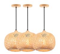 IDEGU 3pcs Rétro Suspension Luminaire Industrielle - Bambou - Ø25CM