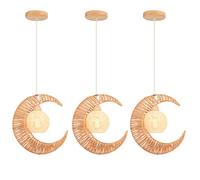 IDEGU 3pcs Suspension Luminaire Lune en Corde de Papier Vintage Lustre Industrielle Réglable pour Salon Chambre