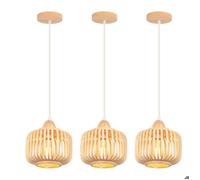 IDEGU 3pcs Suspension Luminaire Vintage Bambou ,Lustre Industrielle Edison E27 Eclairage Plafond Ajustable Moderne pour Salon Cafes