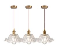 iDEGU 3x Luste Moderneen Verre,Lampe Plafonnier Vintage Abat-jour en Verre Design Fleurs Transparente Lampe de Plafond