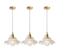 iDEGU 3x Lustre en Verre,Lampe Suspension Vintage Abat-jour Design Fleur E27 Lampe de Plafond Industriel Style Retro pour Salon