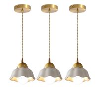 iDEGU 3x Suspension en Céramique Vintage,Lustre Industriel Abat-jour Design Fleur E27 Luminaire Plafonnier Style Nordique pour