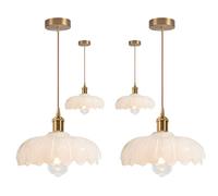 iDEGU 4x Lustre Suspension Moderen en Verre,25cm Lampe de Plafond Vintage Abat-jour Design Fleurs E27 Plafonnier pour Salon Chambre