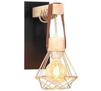 iDEGU Applique Murale Industrielle E27 Suspension Luminaire Vintage en Fer et Bois Rétro Cage Design Or Noir Ajustable Lampe Murale Interieur pour Salon Chambre Cuisine Couloir (1 Pack)