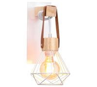 iDEGU Applique Murale Industrielle E27 Suspension Luminaire Vintage en Fer et Bois Rétro Cage Design Blanc Ajustable Lampe Murale Interieur pour Salon Chambre Cuisine Couloir (1 Pack)
