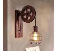 iDEGU Applique Murale Industrielle, Éclairage Mural Vintage Poulie Lampe de Mur Luminaire Intérieur pour Bar, Chambre à Coucher, Salon, Restaurant, Café, Couloir (1 pack - Rouille Rouge)