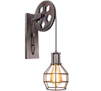 iDEGU Applique Murale Industrielle, Éclairage Mural Vintage Poulie Lampe de Mur Luminaire Intérieur pour Bar, Chambre à Coucher, Salon, Restaurant, Café, Couloir (1 pack - Rouille Noire)