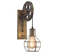 iDEGU Applique Murale Industrielle, Éclairage Mural Vintage Poulie Lampe de Mur Luminaire Intérieur pour Bar, Chambre à Coucher, Salon, Restaurant, Café, Couloir (1 pack - bronze)