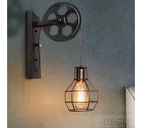 iDEGU Applique Murale Industrielle, Éclairage Mural Vintage Poulie Lampe de Mur Luminaire Intérieur pour Bar, Chambre à Coucher, Salon, Restaurant, Café, Couloir (1 pack - noir)